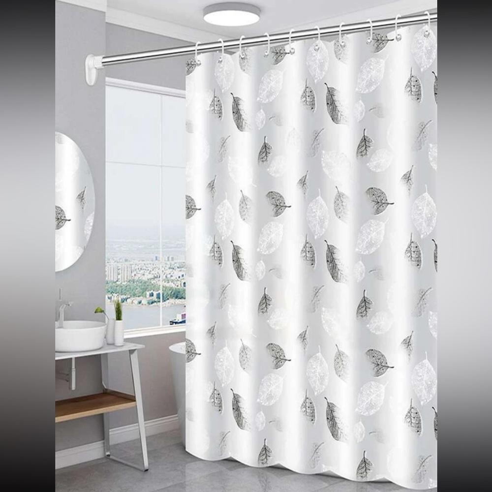 Shower curtain with hooks 71”x71”